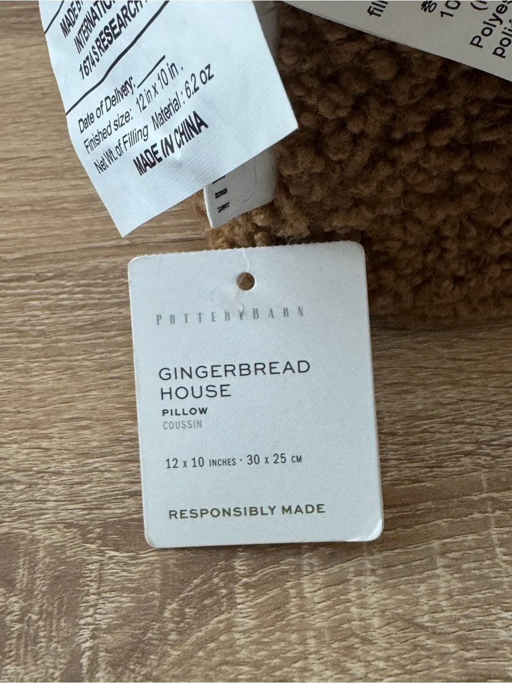 NWT Pottery Barn Gingerbread House Christmas Decorative Accent Pillow